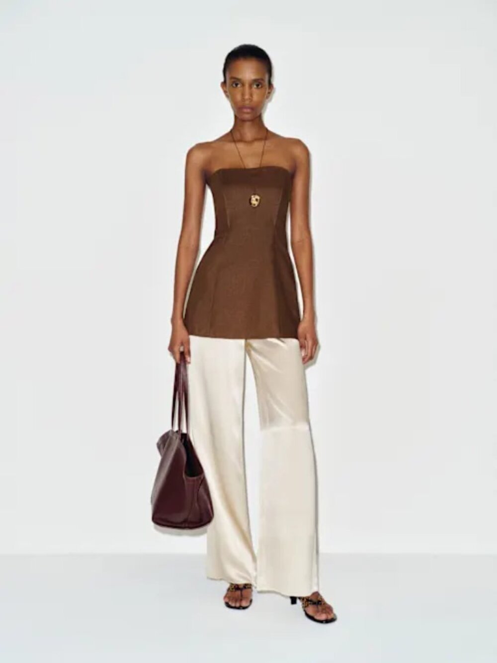 Reformation Aurina Linen Top Brown - Size 4